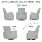 Evolur Holland Upholstered Plush Seating Glider Swivel, Glider Chair for Nursery in Harbor, Modern Nursery Glider, Tool-Free Assembly, Easy to Clean, Environmentally Conscious Glider