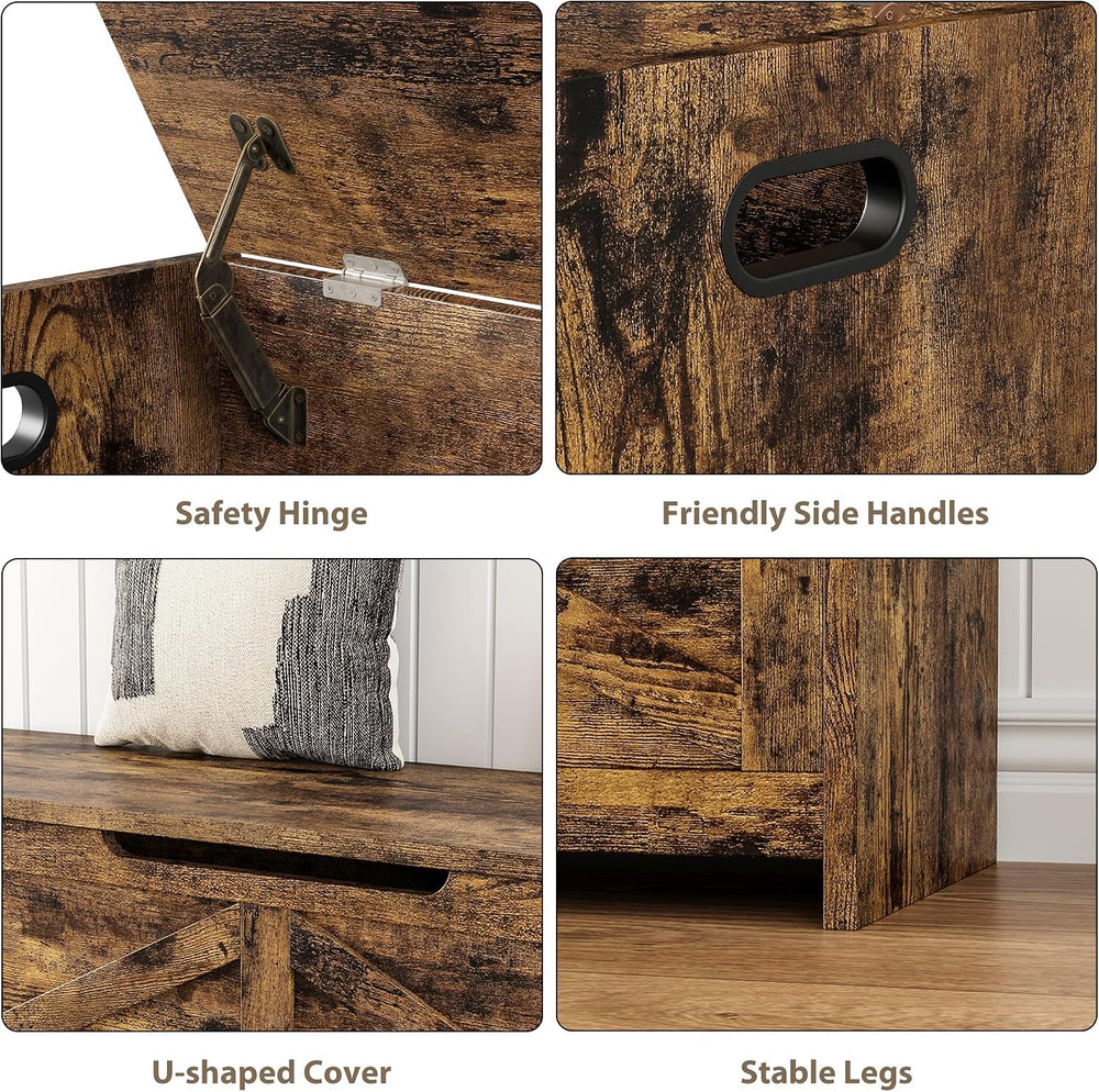 GAOMON 47.3" Storage Chest, Storage Bench with Safety Hinge | Farmhouse ...