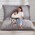 Hobestluk 3 in 1 Bean Bag Chair Giant Bean Bag Chairs for Adults with Chevron Plush Fur Cover Convertible Bean Bag Floor Cushion with Machine Washable Cover for Living Room (Plush Grey)