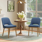 MALOL Wooden Dining Chairs Set of 2, Modern Fabric Upholstered Dining Room Chair, Kitchen Side Chairs, Farmhouse Armless Dinner Chair with Open Back for Kitchen, Blue
