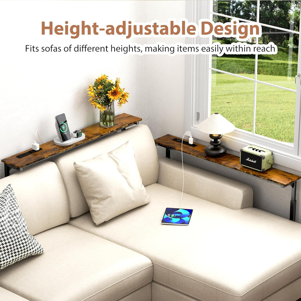 GRLEAF 2 Pack Adjustable Height Narrow Console Table with Power Outlets, 90&q...