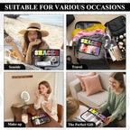 Snack Bag for Travel & Makeup - Clear Chenille Letter Zipper Pouch, Waterproof Cosmetic Tote Bag for Women & Girls (Black)