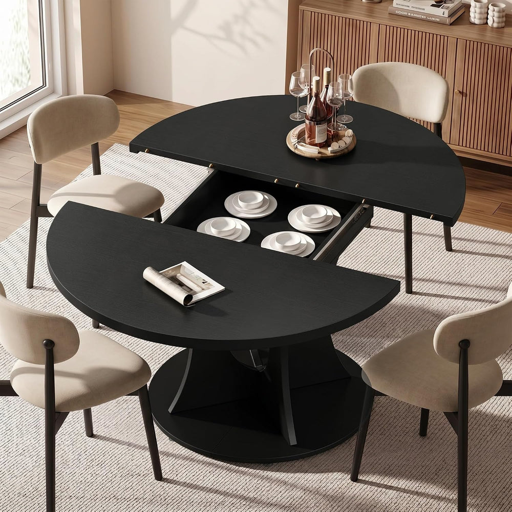 Einhomn 43-59" Extendable Round Dining Table, Kitchen Table for 4-8, Far...