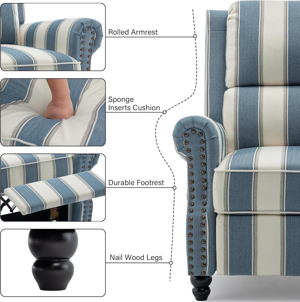 Recliner Chair, Modern Pushback Armchair with Adjustable Backrest & Footr...