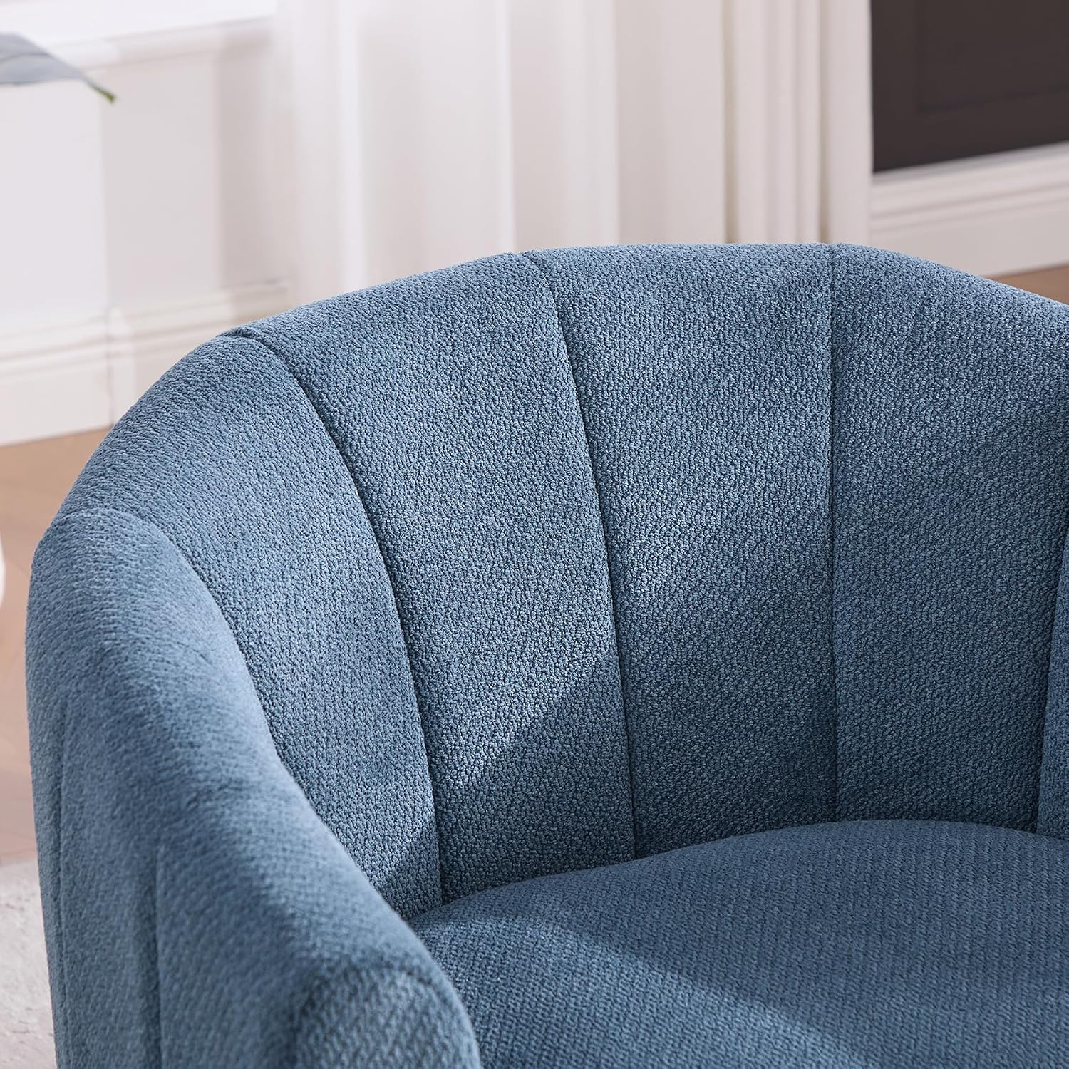 Swivel Barrel Chair Set of 2, 360 Degree Round Swivel Accent Chair for Living Room, Mid Century Modern Upholstered Accent Chair,Comfy Tufted Sofa Armchairs for Bedroom,Nursery,Chenille, Blue