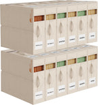 12Pack Sheet Organizers and Storage - King/Queen Size Sheet Storage Organizer with Window, Foldable & Dustproof Sheet Organizer for Linen Closet for Summer Blankets & Sheet Sets,Beige