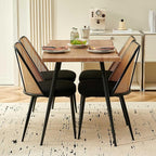 47-Inch Rectangular Dining Table Set for 4, 5 Pieces Kitchen Table Set with 4 Seater Dining Chairs Upholsetered Boucle Room Chairs Curved Rattan Backrest for Kitchen Apartment Restaurant