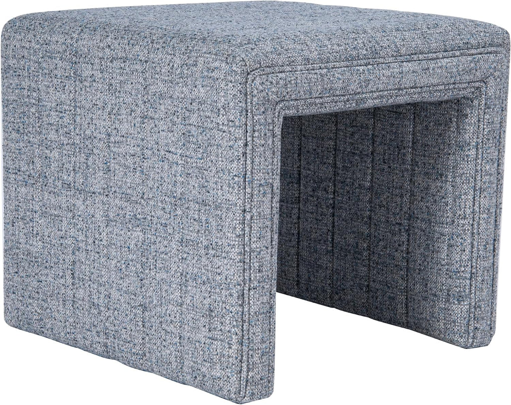 HomePop 19" Modern Waterfall Ottoman - Blue Gray Woven Fabric