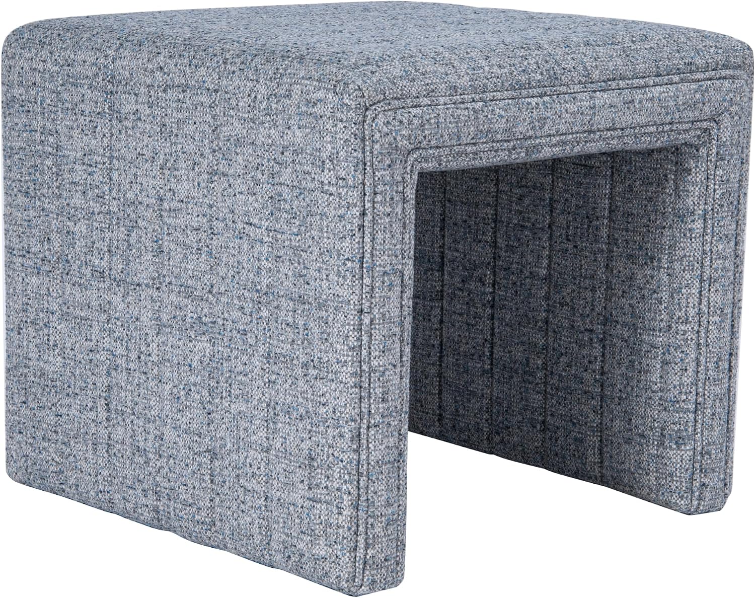 HomePop 19" Modern Waterfall Ottoman - Blue Gray Woven Fabric
