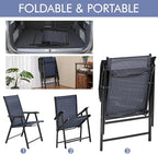 Yaheetech Outdoor Patio Chairs Set of 4, Portable Dining Chairs with Armrests for Camping, Lawn Yard Beach, Folding Outdoor Chairs 4-Pack with Metal Frame, Navy Blue