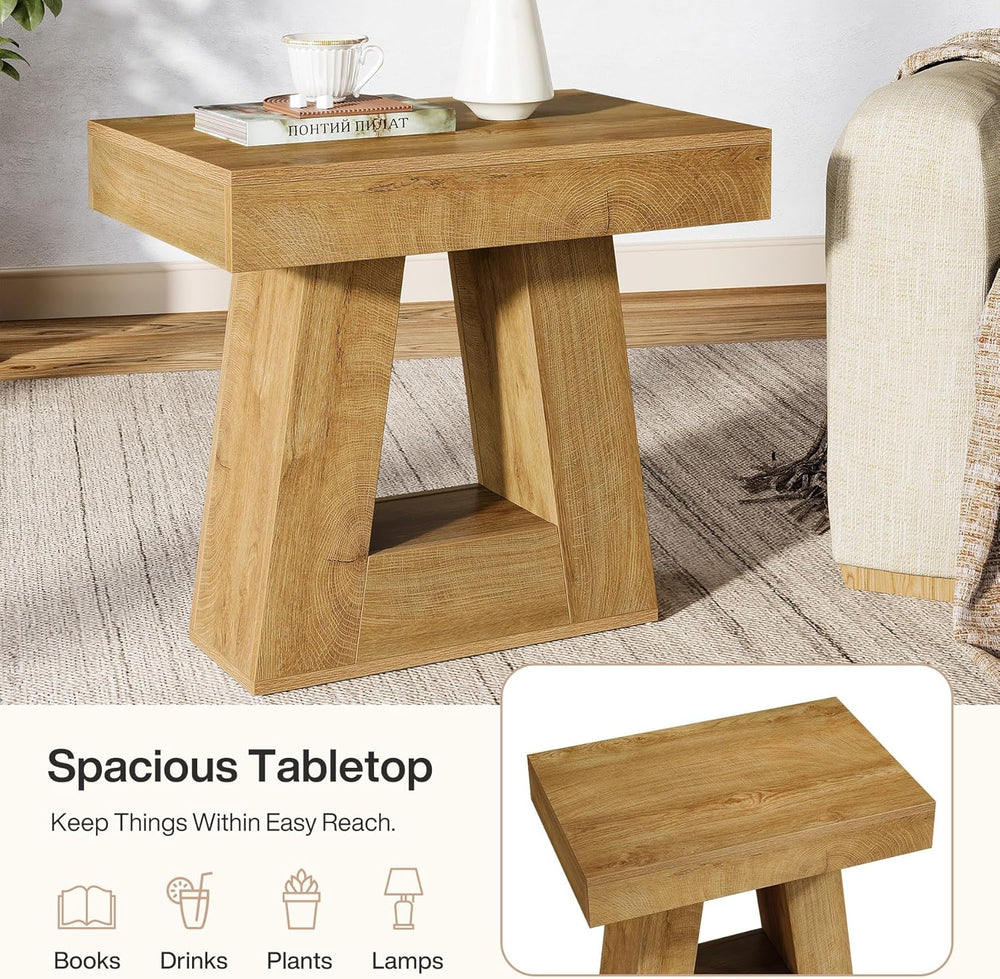 Tribesigns 24" Modern Side Table, 2-Tier Narrow Wooden End Table with Tr...