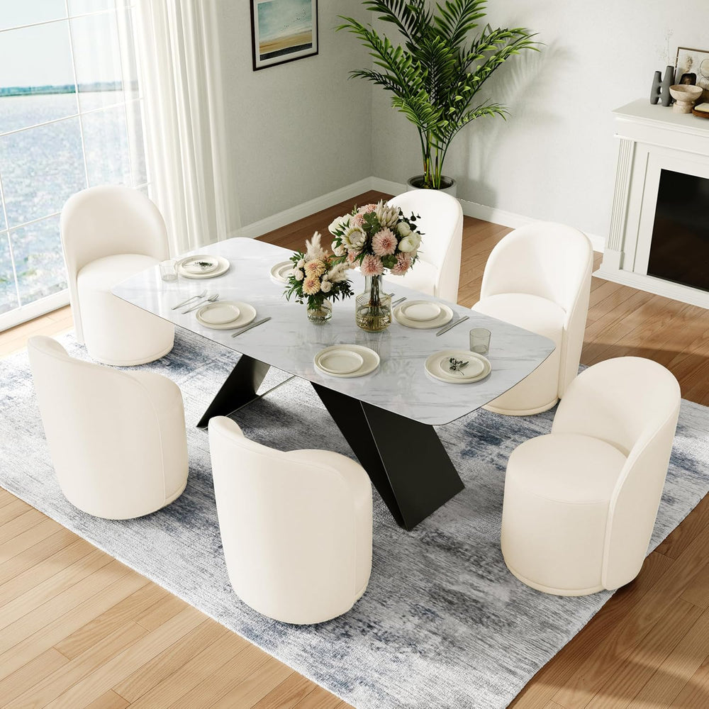 Swivel Barrel Dining Chairs, Upholstered Modern Accent Chair for Living Room,...