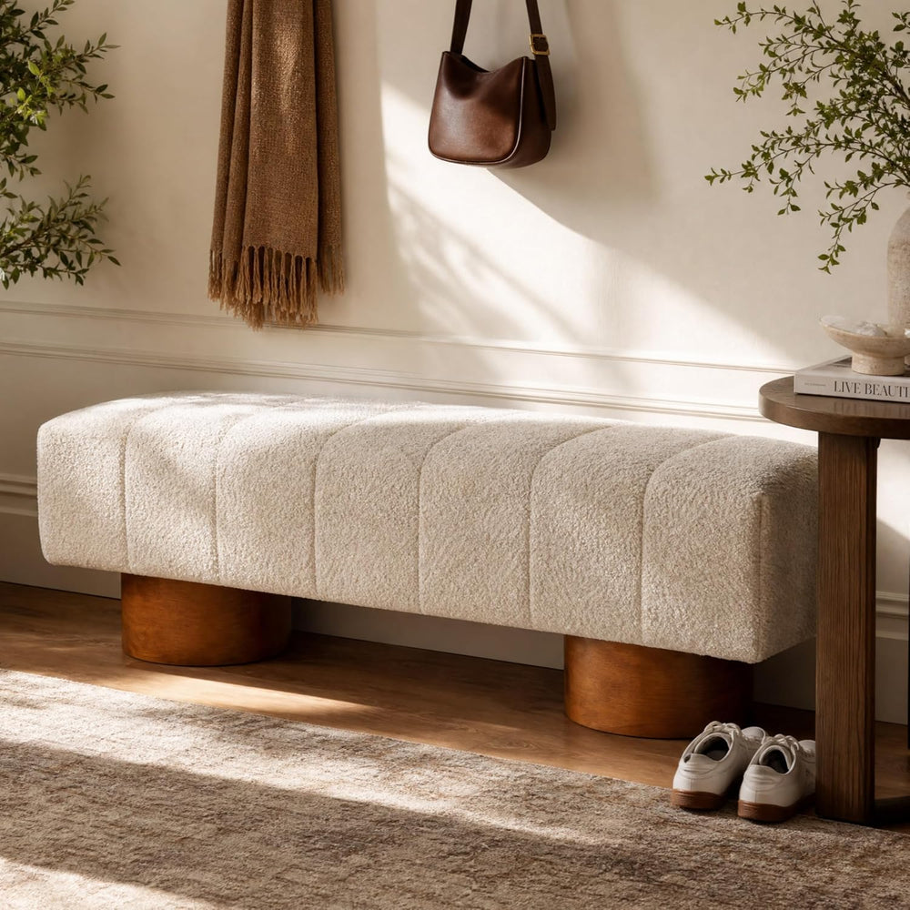 Christopher Knight Home Manila 61" Boucle Fabric Dining Bench, Upholster...