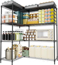 4 Tiers Storage Shelves Load 1200LBS, Metal Shelving Wire Metal Shelving Unit Shelves for Storage Adjustable Garage Shelving for Pantry Kitchen Garage Black 15.8" D x 33.5" W x 59.5" H