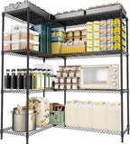 4 Tiers Storage Shelves Load 1200LBS, Metal Shelving Wire Metal Shelving Unit Shelves for Storage Adjustable Garage Shelving for Pantry Kitchen Garage Black 15.8" D x 33.5" W x 59.5" H