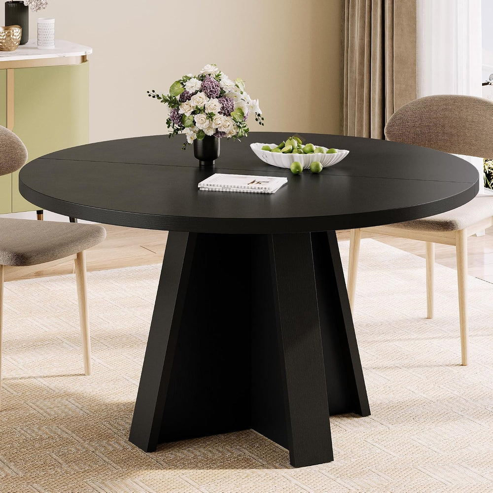 iPormis 47 Inches Round Dining Table for 4-6 People, Modern Wooden Kitchen Ta...