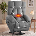 jonpony Power Lift Recliner Chair for Elderly, Big and Tall Lift Chair with Massage and Heat for Living Room, Fabric Electric Recliner Chairs with Side Pocket, USB Charge Port Grey