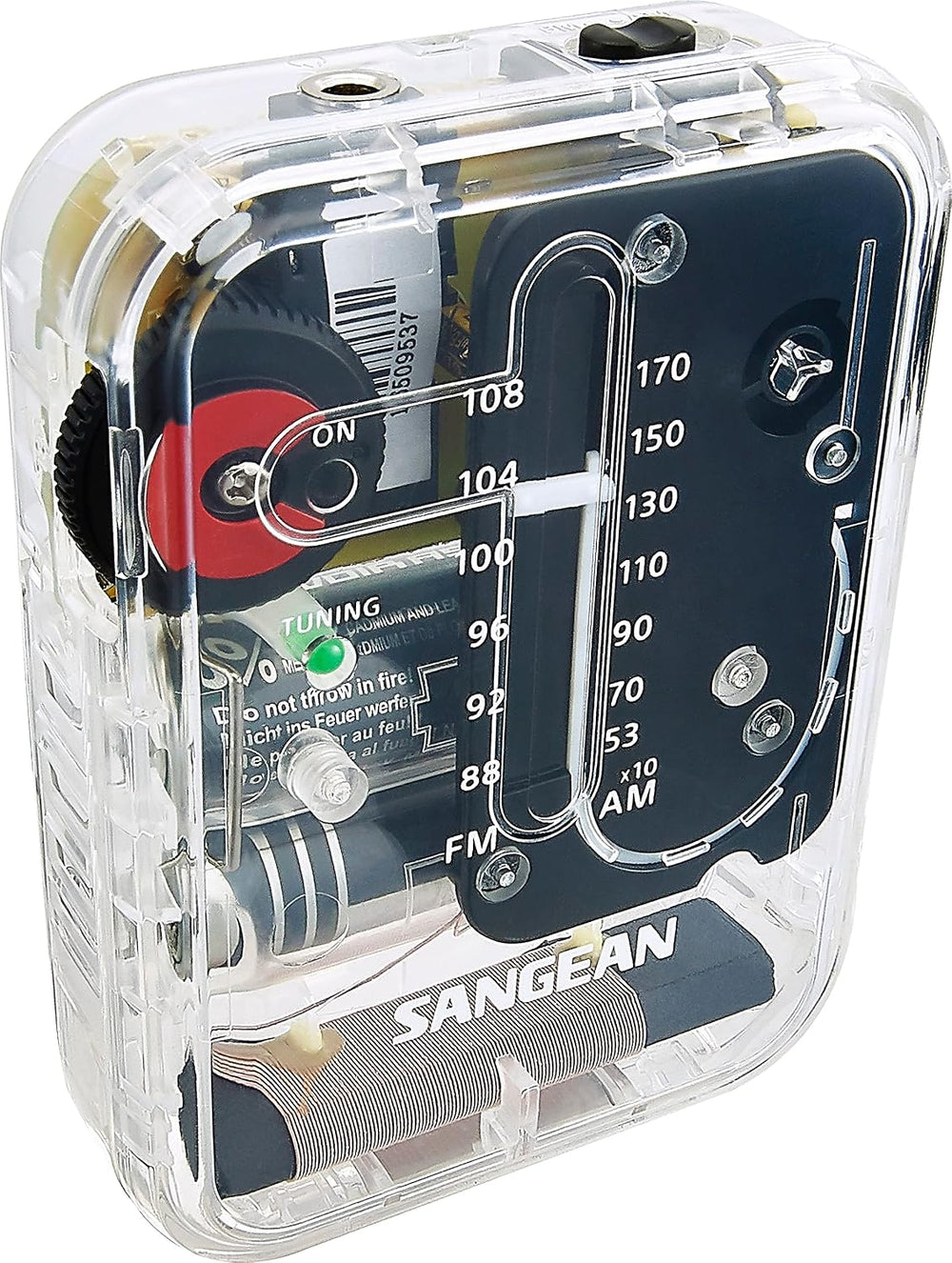 Sangean SR-32CL AM/FM Pocket Analog Radio (Clear)