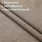 Joydeco 100% Total Blackout Curtains Custom Size for Bedroom Living Room Darkening Long Textured Drapes Thermal Insulated Back & Tab Rod Pocket 1 Panel(Linen,Custom Size)