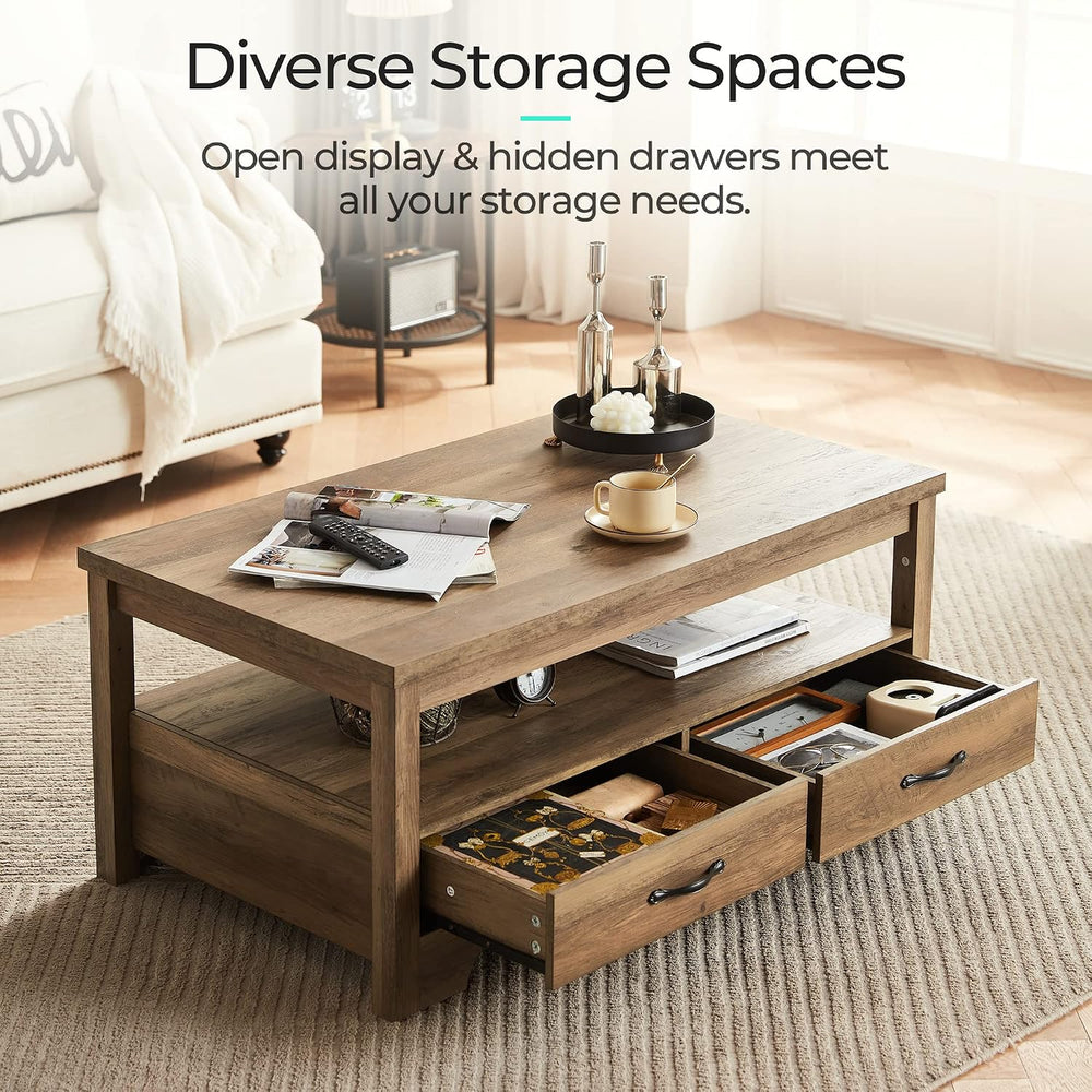 LINSY HOME Living Room Table Sets 4 Piece with TV Stand, Farmhouse TV Stand f...