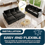 106.7" Sectional Sleeper Sofa with Pull Out Couch, Modern 7 Seat U Shaped Modular Couch, Sectionals Modular Sofa with Storage, Comfy Sectional Couches for Living Room & Apartment, Black