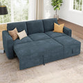 HONBAY Modular Sectional Sleeper Sofa with Pull Out Bed, L Shaped Sofa with Storage, Modular Sectional Couches for Living Room, Blue