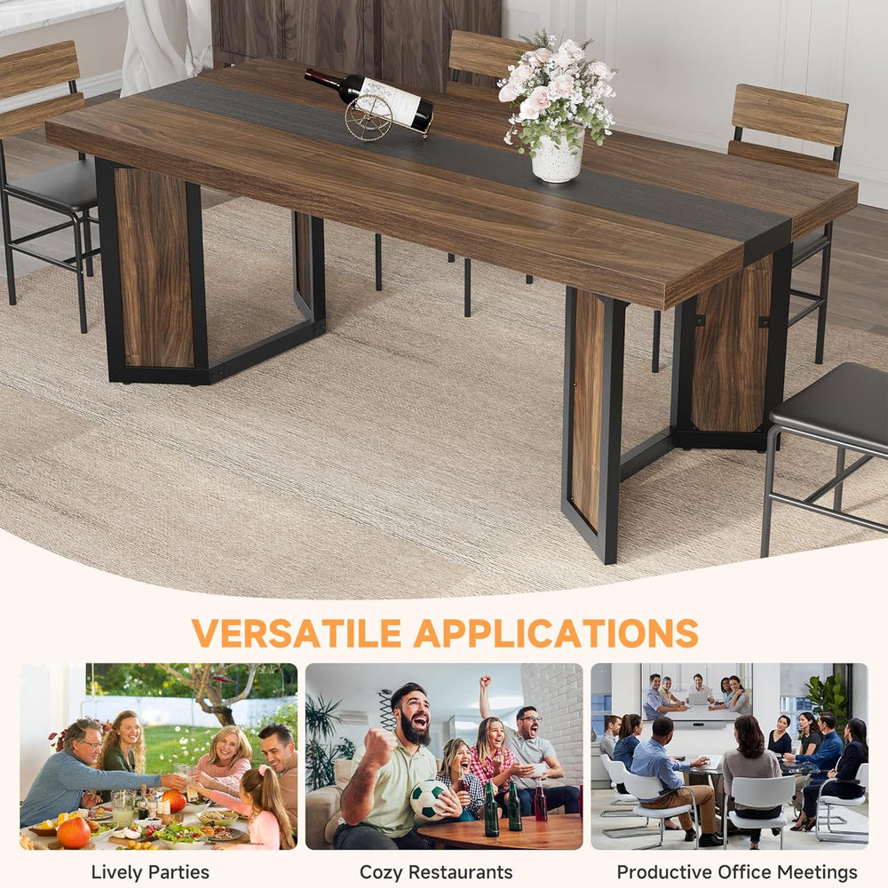 knoworld Rectangular Industrial Dining Room Table for 8 People, 71" Long...