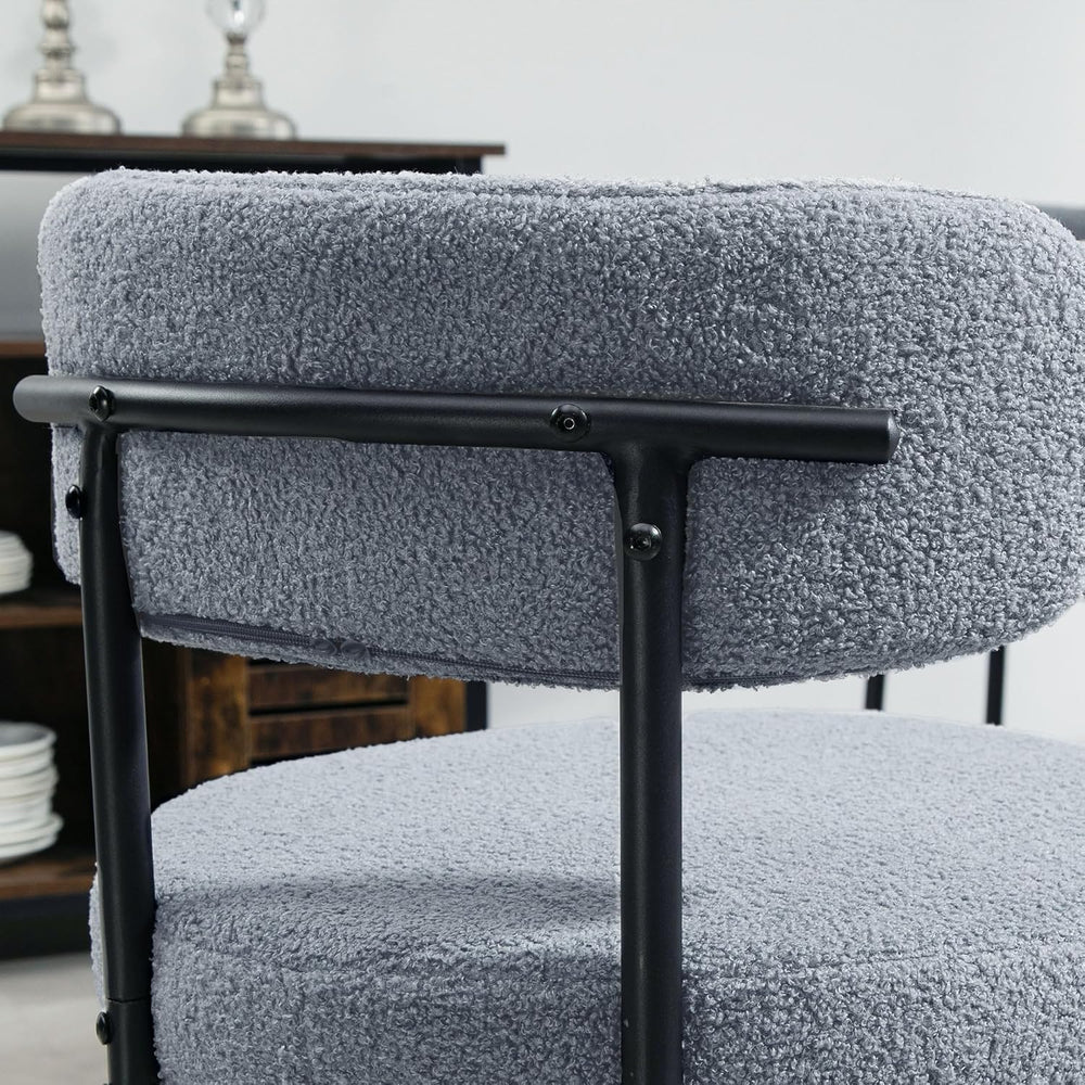 HOMCOM Boucle Dining Chairs Set of 4, Round Modern, Curved Backrest, Gray