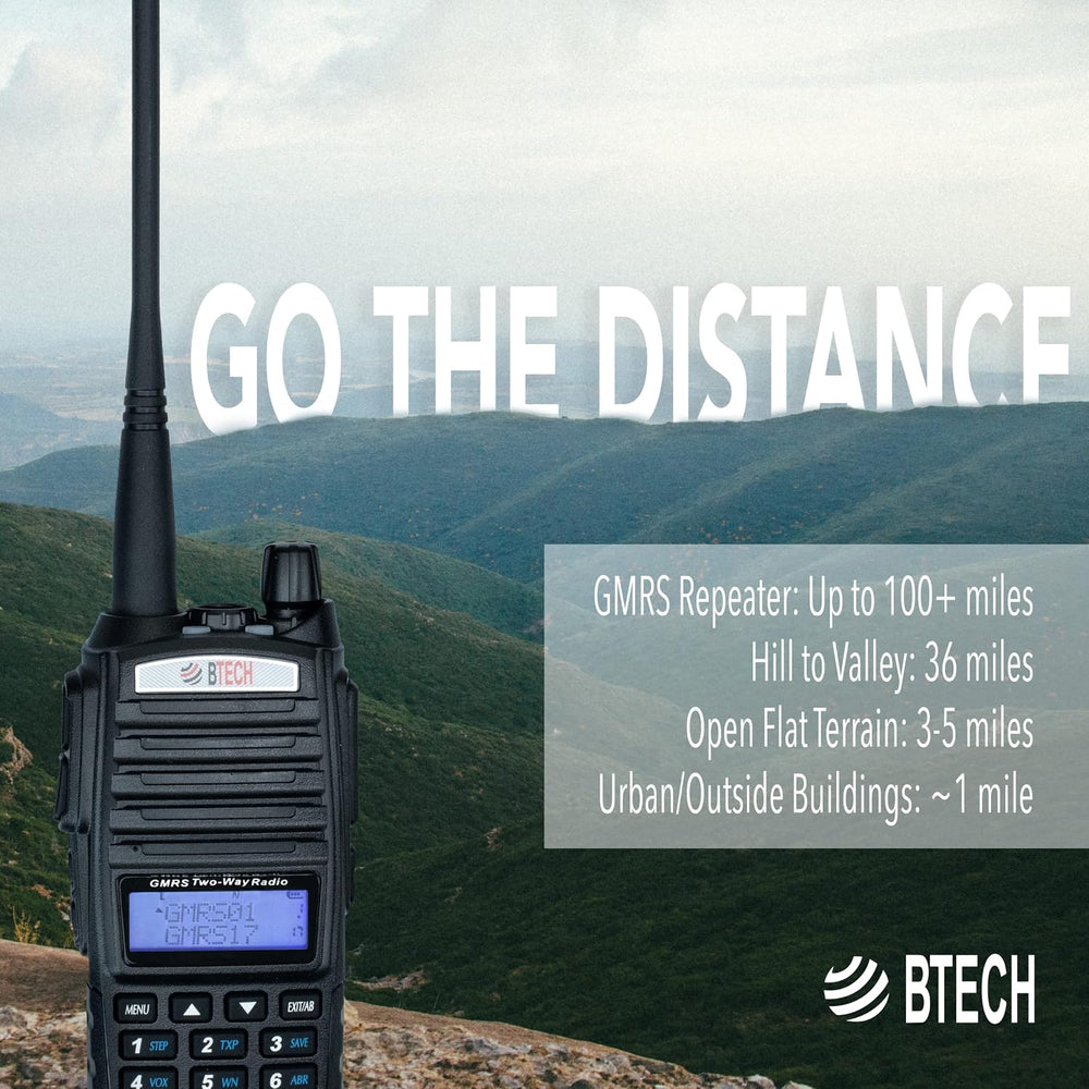 BTECH GMRS-V2 5W 200 Fully Customizable Channels GMRS Two-Way Radio. USB-C Ch...