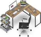 SHW Mission 48 x 48 Inches L-Shape Home Office Computer Desk, Rustic Brown