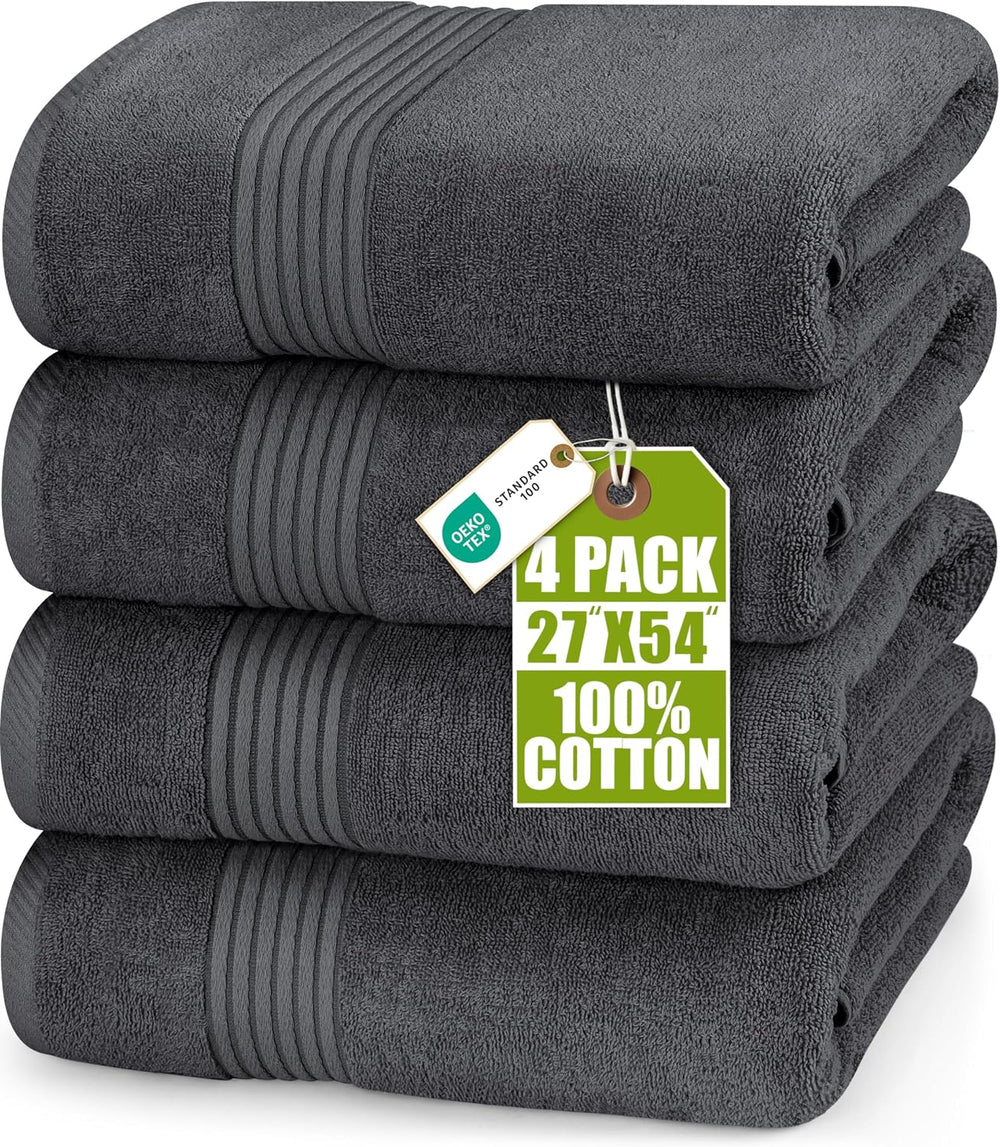 Utopia Towels 4 Pack Bath Towels Set, 27 by 54 Inches, 100% Ring Spun Cotton,...