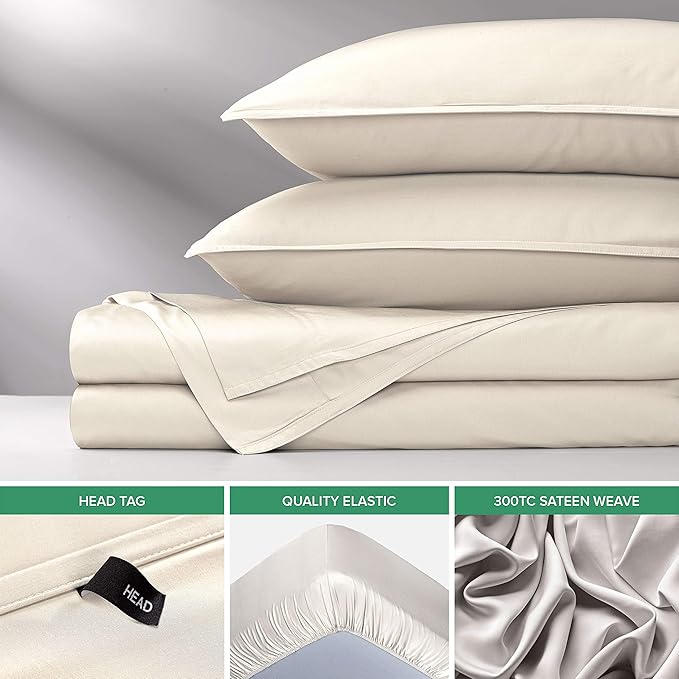 Split King Sheets by Pure Bamboo, Genuine 100% Organic Viscose Derived from Bamboo Bed Sheet Set, Soft & Cooling, Double Stitching *Not for Split Top (Split King, Ivory)