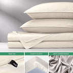 Full Sheets by Pure Bamboo, Genuine 100% Organic Viscose Derived from Bamboo Bed Sheet Set, Luxuriously Soft & Cooling, Double Stitching, Lifetime Quality Promise (Full, Ivory)