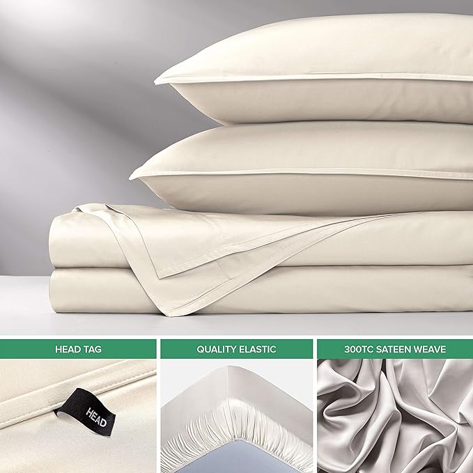 King Sheets by Pure Bamboo, Genuine 100% Organic Viscose Derived from Bamboo Bed Sheet Set, Luxuriously Soft & Cooling, Double Stitching, Lifetime Quality Promise (King, Ivory)