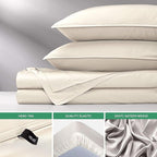 King Sheets by Pure Bamboo, Genuine 100% Organic Viscose Derived from Bamboo Bed Sheet Set, Luxuriously Soft & Cooling, Double Stitching, Lifetime Quality Promise (King, Ivory)