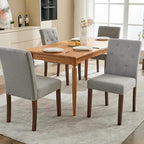 Upholstered Dining Chairs Set of 6, Button Tufted Parsons Chairs with Wood Legs and Padded Seat, Modern Fabric Side Chairs for Dining Room Kitchen Farmhouse Hotel, Gray