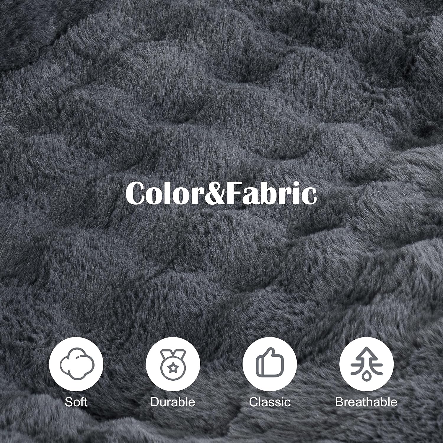 Bean Bag Chair for Adults, Giant Lazy Floor Bubble Sofa with Soft Pillow, Comfy Faux Fur Fireside Beanbags with Handle for Living Room, Bedroom, Apartment, Dark Blue