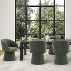 Swivel Dining Chairs Set of 1, Upholstered Mid Century Modern Deskchair with Barrel Back, Linen Fabric Kitchen Chairs for Dining Room, Bedroom, Dressing Room, Green