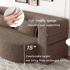 2 in 1 Convertible Folding Sofa Bed, Teddy Fleece Lazy Lounge Sofabed, Foam Folding Floor Sofa Bed, 78" Full Size Memory Foam Couch for Living Room Guestroom, No Assembly Required Sofabed (Brown)