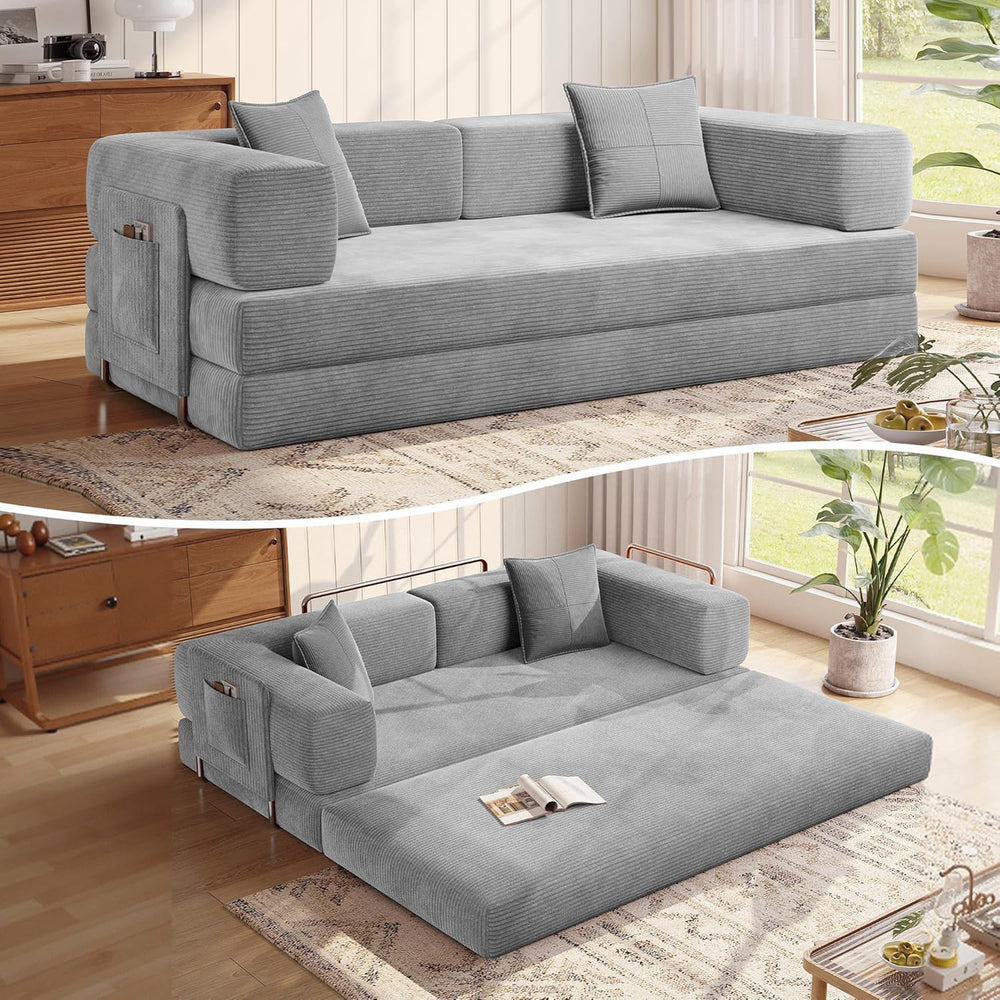 MoonSpeak 78.8'' Futon Sofa Bed, Couches for Living Room | Corduroy C...