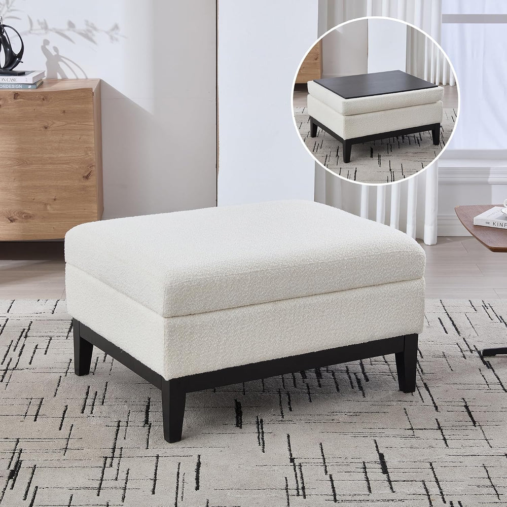 Setawix 33.86" Large Storage Ottomans for Living Room,Boucle Upholstered...
