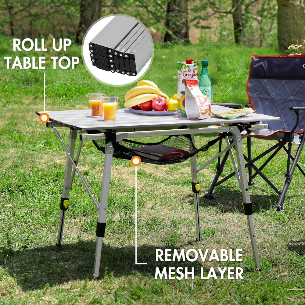 Portal Outdoor Folding Portable Picnic Camping Table with Adjustable Height A...