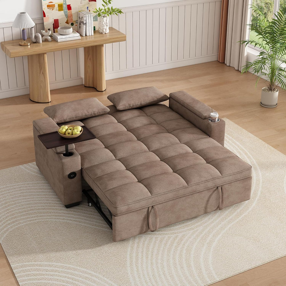 KEIKI 65" 3-in-1 Pull-Out Sofa Bed, Compact Convertible Sleeper Couch wi...
