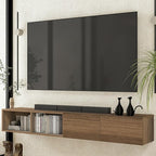 Atelier Mobili Floating TV Stand - Wall Mounted TV Stand for 75 Inch TV - Floating TV Shelf - Modern TV Stands for Living Room - Sleek Entertainment Center Design (Walnut, 2 Doors 2 Shelves)