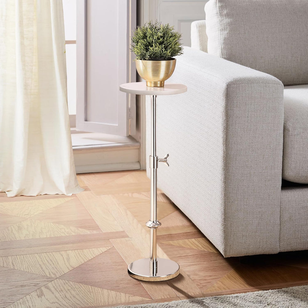 Modern Chrome Side Table Adjustable Height – Polished Chrome Finish Bedside T...