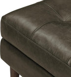 POLY & BARK Napa Ottoman - Full-Grain Leather Upholstered Ottoman with Feather-Down Topper - Couch for Living Room - Vintage Italian Leather in Olivine Green