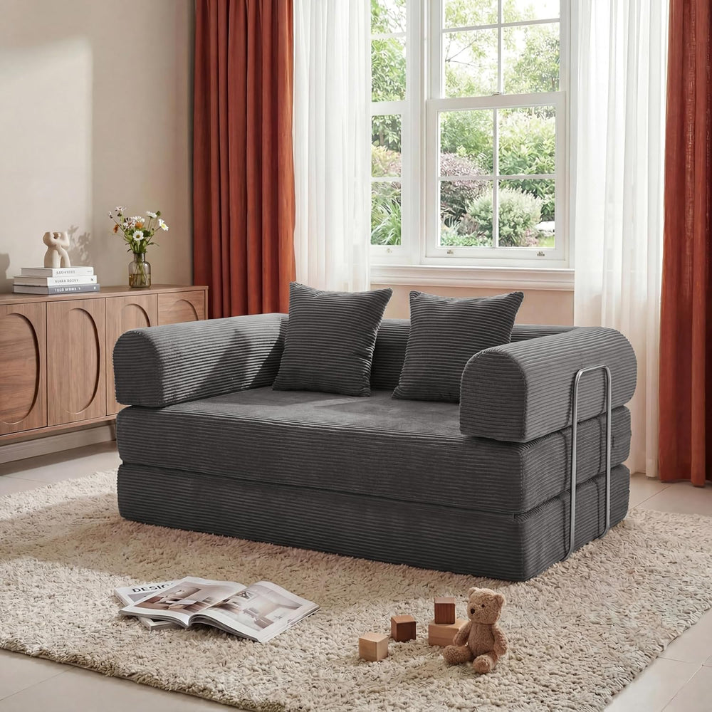 Futon Sofa Bed Modular Loveseat Sleeper Folding Pull Out Couch with Pillows, ...