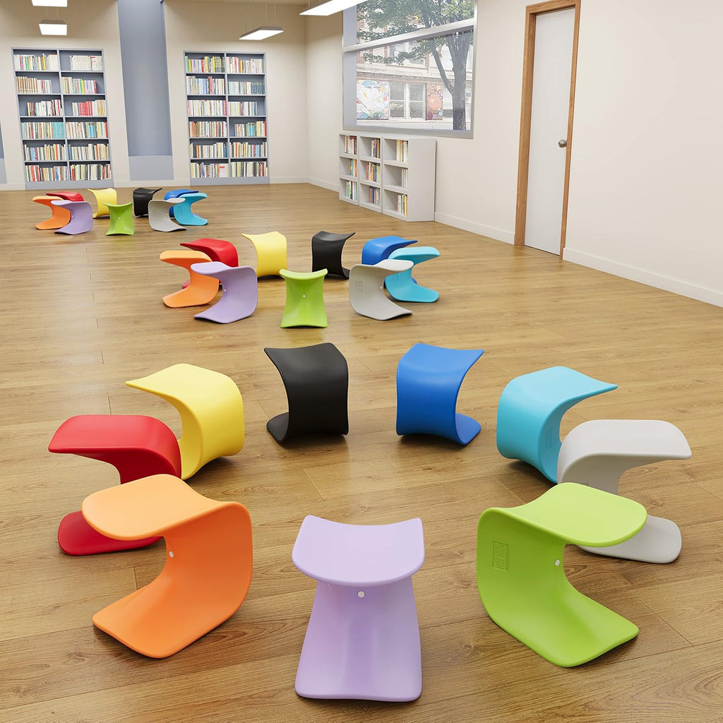 ECR4Kids Wave Seat Perch Stool, 14in - 15.1in Seat Height, Flexible Seating, Light Purple, 2-Pack