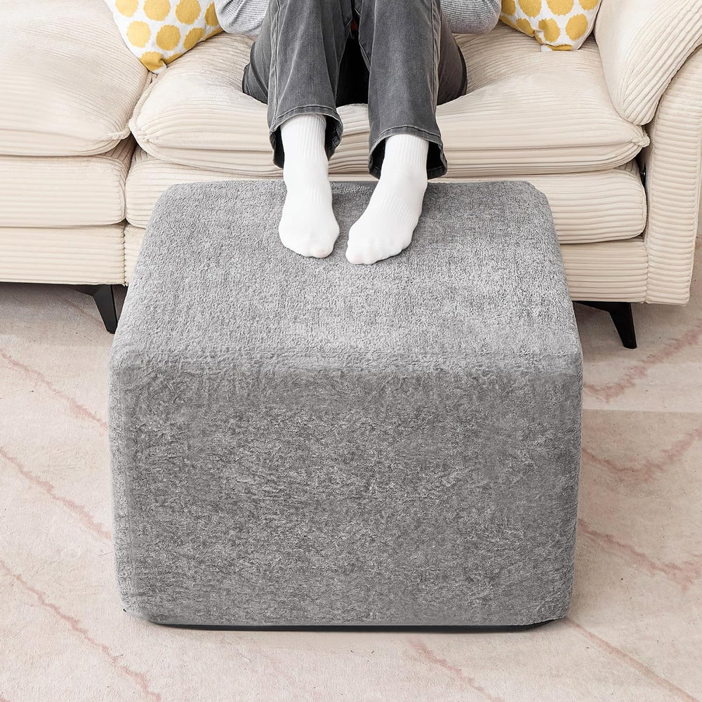 23.6'' Square Pouf Ottoman Foot Rest with High-Rebound Solid One-Piec...