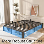 10 Inch California King Bed Frame with Rounded Corner and Headboard Hole Mattress Retainers 3500 LBS Metal Heavy Duty Steel Slats Support No Box Spring Needed Platform Noise Free Easy Assembly